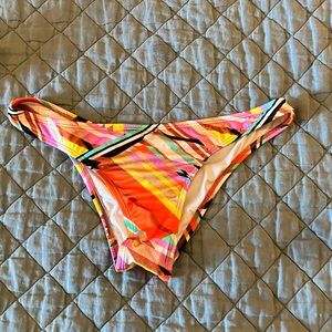 Victoria's Secret Multicolor Stripe Bikini Bottom - Pink Orange Aqua